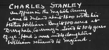 Extract from Stanley Family Tree